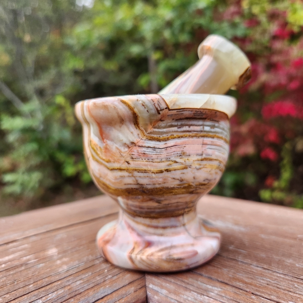 Green Onyx Mortar And Pestle 3.25" Tall - Picture 2 of 16